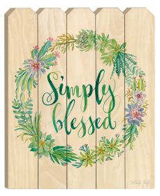 "Simply Blessed" By Artisan Cindy Jacobs, Printed on Wooden Picket Fence Wall Art