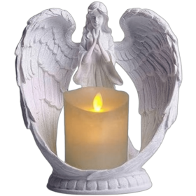 Carefree Fish Table Lamp Novelty LED Battery Angel Decor Prayer Votive Remote Controlled Timer 9in