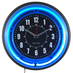 Sterling and Noble 11" Vibrant Blue Neon Analog Wall Clock