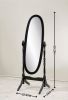 Traditional Queen Anna Style Wood Floor Cheval Mirror, Black Finish