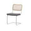 Set of 2, Leather Dining Chair with High-Density Sponge, Rattan Chair for Dining room, Living room, Bedroom, Gray